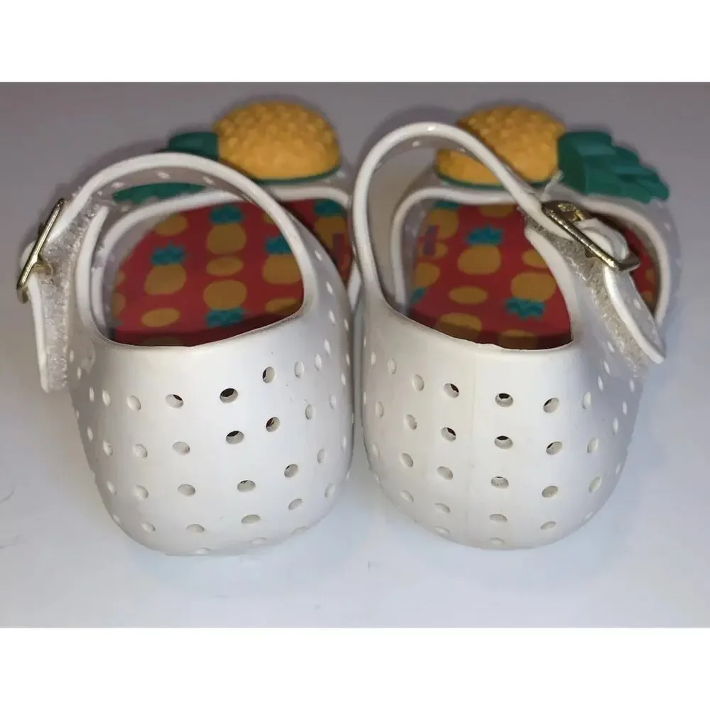 Mini Melissa Furadinha VII Pineapple Mary Jane Jelly Shoes Toddler 5 White